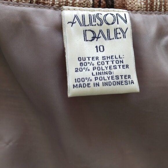 Allison Daley | Vintage  Brown Tan Textured Front Zip Vest | Size 10 - Picture 6 of 6